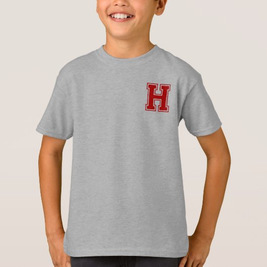 Letter H - Initiaal naam alfabet monogram T-shirt (Voorkant)