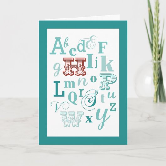 Letter H Initiaal Naam Alphabet Birthday Blauwgroe Kaart (Voorkant)