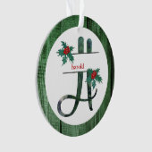 *~* Letter H-kerstfoto Rustic Wood AP44 Ornament (voorkant)