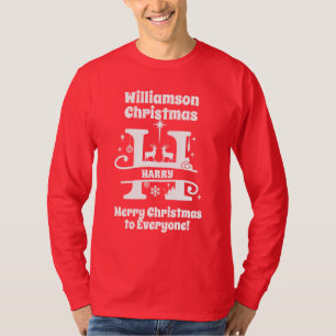 Letter H Kerstmonogram Initiaal Familienaam T-shirt