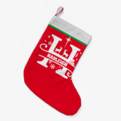 Letter H Kerstmonogram Initiaal Naam Rood Wit Kleine Kerstsok (Voorkant (Hangend))