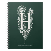 Letter H Linocut Botanische Monogram Notitieboek (Voorkant)