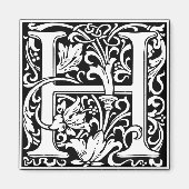 Letter H Medieval Monogram  Initiaal Magneet (Voorkant)