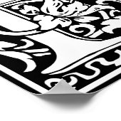 Letter H Medieval Monogram  Initiaal Poster (Hoek)