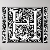 Letter H Medieval Monogram  Initiaal Poster (Voorkant)