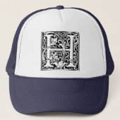 Letter H Medieval Monogram  Initiaal Trucker Pet (Voorkant)