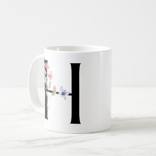 Letter H met bloemen Koffiemok (Voorkant links)
