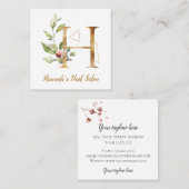 Letter H met gouden geometrische vormgeving en blo Vierkante Visitekaartje (Voorkant / Achterkant)