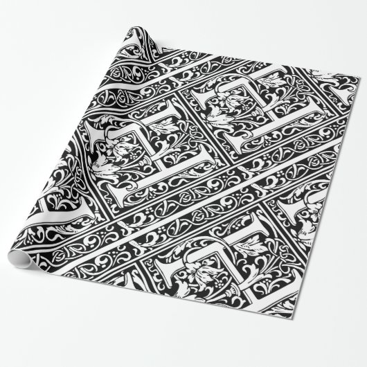 Letter H Middeleeuwse Monogram Art Nouveau Cadeaupapier (Uitgerold)