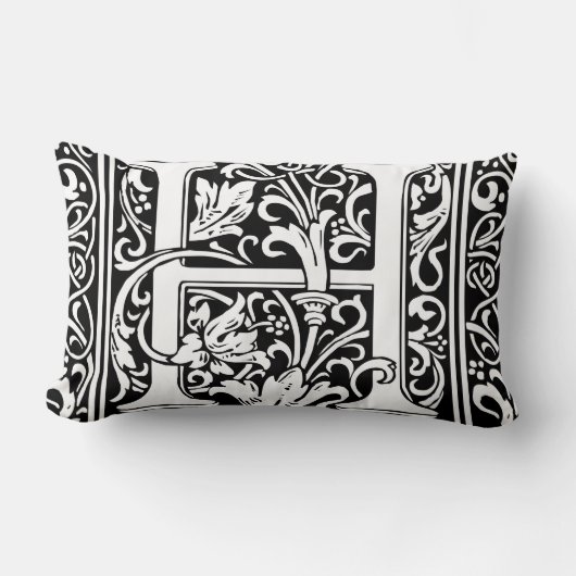 Letter H Middeleeuwse Monogram Art Nouveau Kussen (Voorkant)