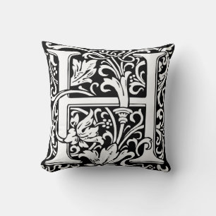 Letter H Middeleeuwse Monogram Art Nouveau Kussen