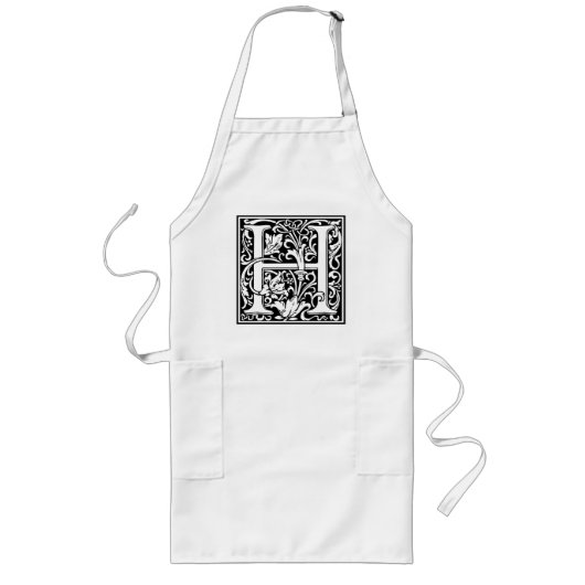 Letter H Middeleeuwse Monogram Art Nouveau Lang Schort (Voorkant)