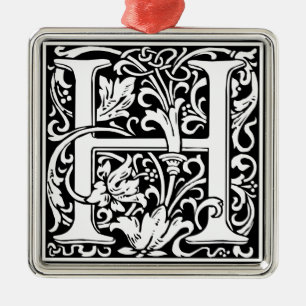 Letter H Middeleeuwse Monogram Art Nouveau Metalen Ornament