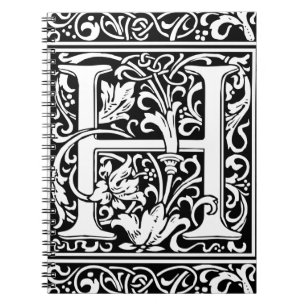 Letter H Middeleeuwse Monogram Art Nouveau Notitieboek
