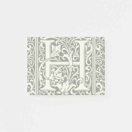 Letter H Middeleeuwse Monogram Art Nouveau Post-it® Notes (Voorkant)