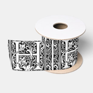 Letter H Middeleeuwse Monogram Art Nouveau Satijnen Lint