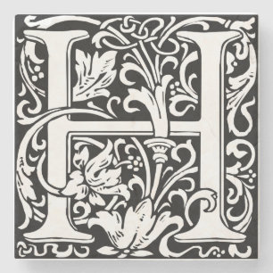 Letter H Middeleeuwse Monogram Art Nouveau Stenen Onderzetter