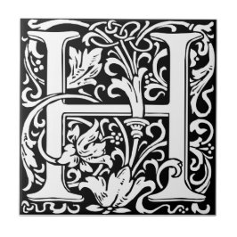Letter H Middeleeuwse Monogram Art Nouveau Tegeltje