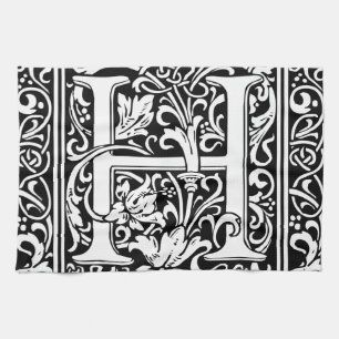 Letter H Middeleeuwse Monogram Art Nouveau Theedoek