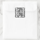 Letter H Middeleeuwse Monogram Art Nouveau Vierkante Sticker (Tas)