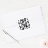 Letter H Middeleeuwse Monogram Art Nouveau Vierkante Sticker (Envelop)