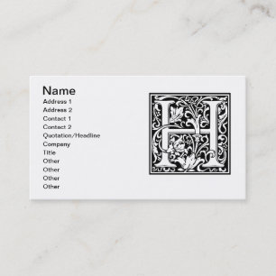 Letter H Middeleeuwse Monogram Art Nouveau Visitekaartje