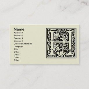 Letter H Middeleeuwse Monogram Art Nouveau Visitekaartje
