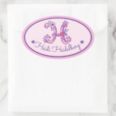 Letter H monogram aangepaste meisjes naam roze sti Ovale Sticker (Tas)