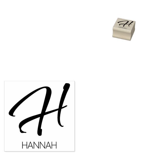 Letter H Monogram Aangepaste rubberen stempel (Gestempeld)