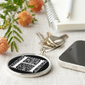 Letter H Monogram Black White "H"-Initialen Sleutelhanger (Zijkant)