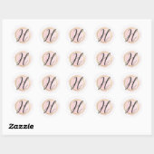Letter H Monogram Blush Roze Waterverf Goud Chic Ronde Sticker (Vel)