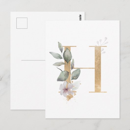 Letter H Monogram Briefkaart (Voorkant / Achterkant)