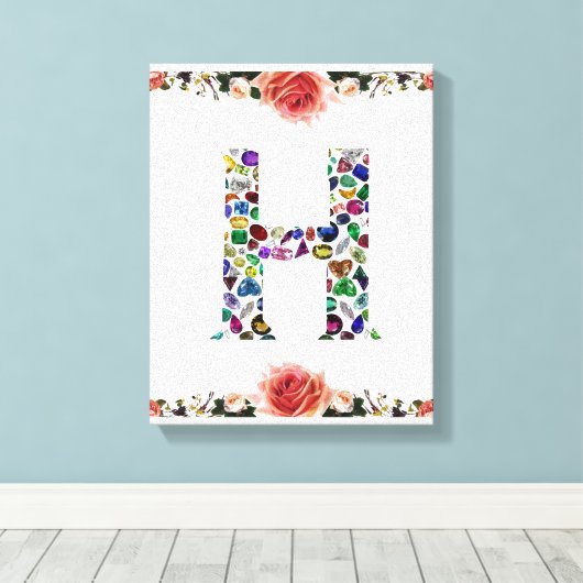 Letter H Monogram Canvas Afdruk (Insitu (Houten vloer))