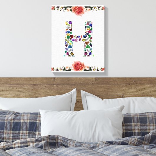 Letter H Monogram Canvas Afdruk (Insitu (Slaapkamer))