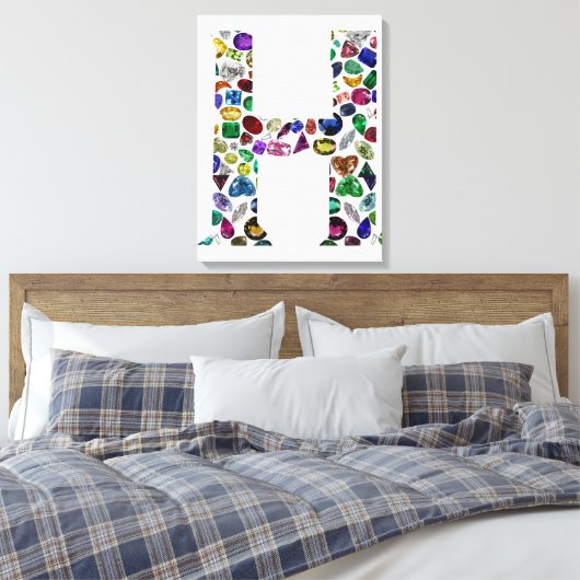 Letter H Monogram Canvas Afdruk (Insitu (Slaapkamer))