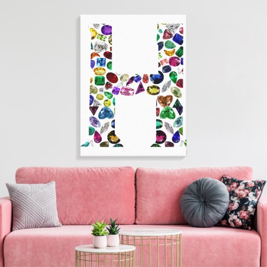 Letter H Monogram Canvas Afdruk (Insitu (Woonkamer))