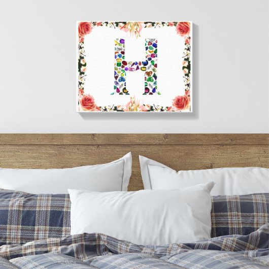 Letter H Monogram Canvas Afdruk (Insitu (Slaapkamer))