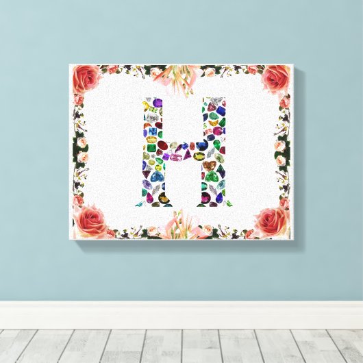 Letter H Monogram Canvas Afdruk (Insitu (Houten vloer))