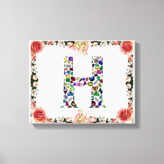 Letter H Monogram Canvas Afdruk (Voorkant)