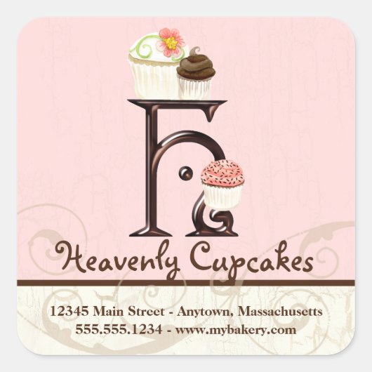 Letter H Monogram Cupcake Logo Zakelijke Stickers (Voorkant)