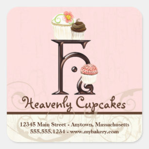Letter H Monogram Cupcake Logo Zakelijke Stickers