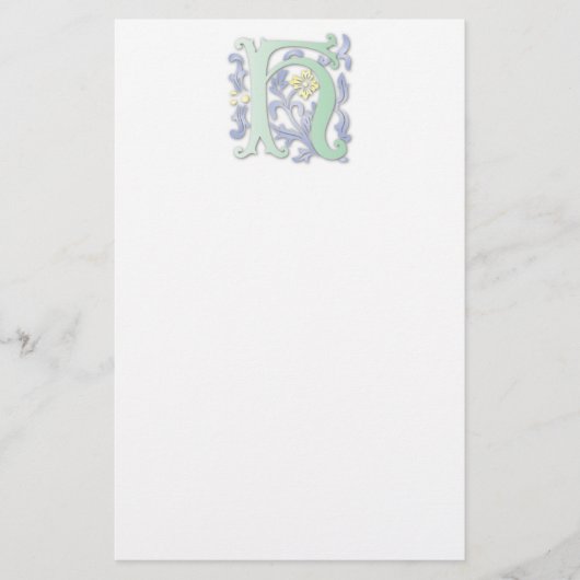 Letter H Monogram Fleur de lis Briefpapier (Voorkant)