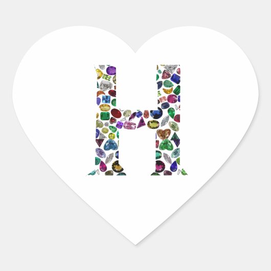 Letter H Monogram Hart Sticker (Voorkant)