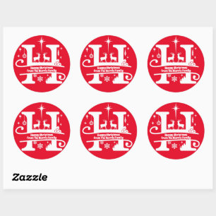 Letter H Monogram Initiaal Familienaam Greep Ronde Sticker