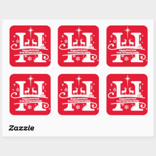 Letter H Monogram Initiaal Familienaam Greep Vierkante Sticker