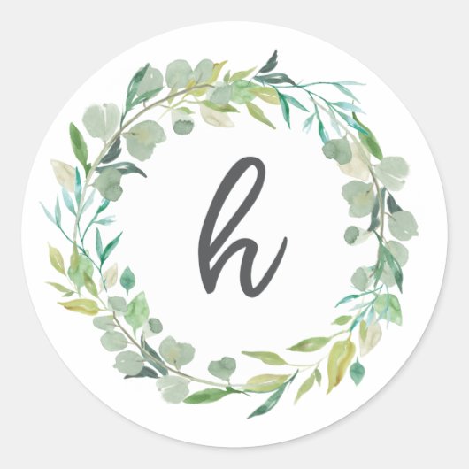 Letter H Monogram Initiaal Sticker Envelop zegel (Voorkant)