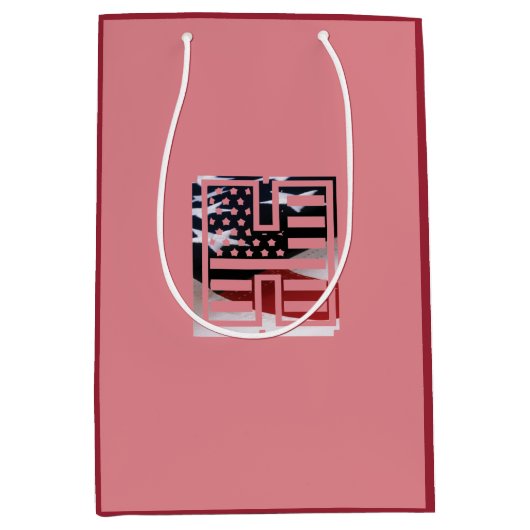 Letter H Monogram Initiaal USA Medium Cadeauzakje (Voorkant)