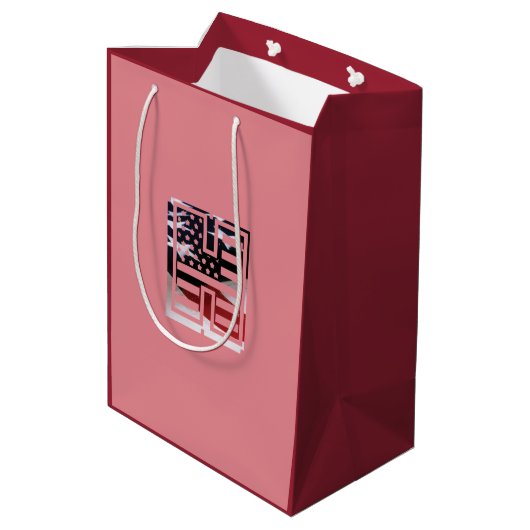 Letter H Monogram Initiaal USA Medium Cadeauzakje (Achterkant Gekanteld)