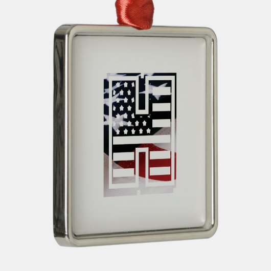 Letter H Monogram Initiaal USA Metalen Ornament (Rechts)