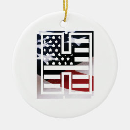 Letter H Monogram Initiaal USA Metalen Ornament